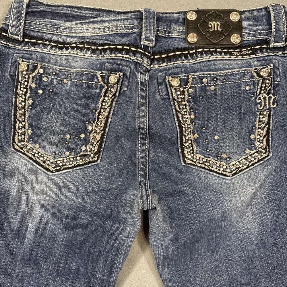 jEANS Miss Me womens 28 blue mid rise easy crop jE5408EC5sSequins rHINESTONE